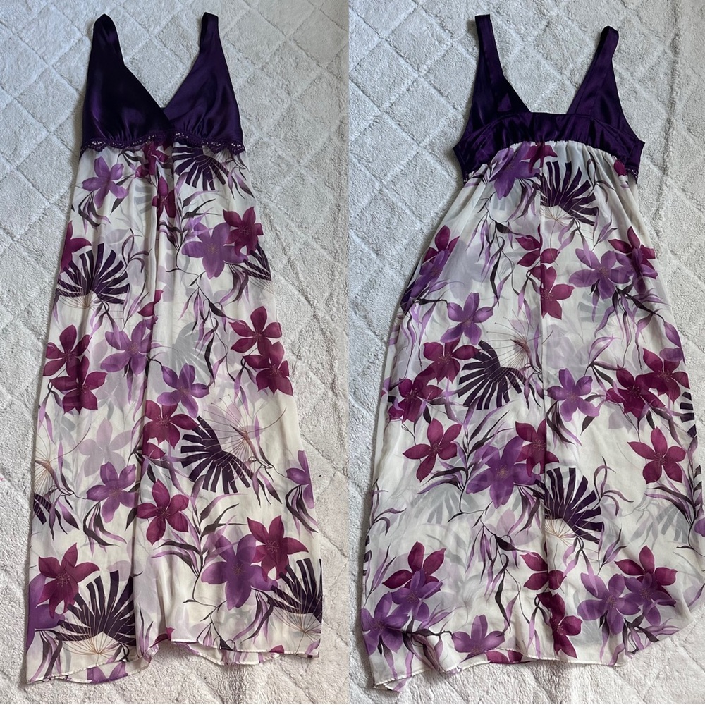 Gilligan & O'Malley | Sheer Purple Floral Vintage Nightgown | Size Small